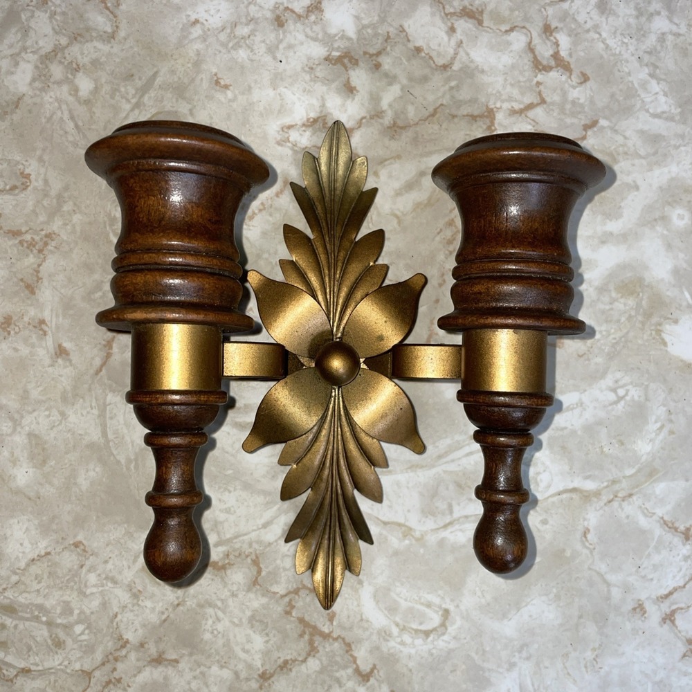 Vintage‎ Homco MCM Double Wall Sconce Candle Holder Twin Taper